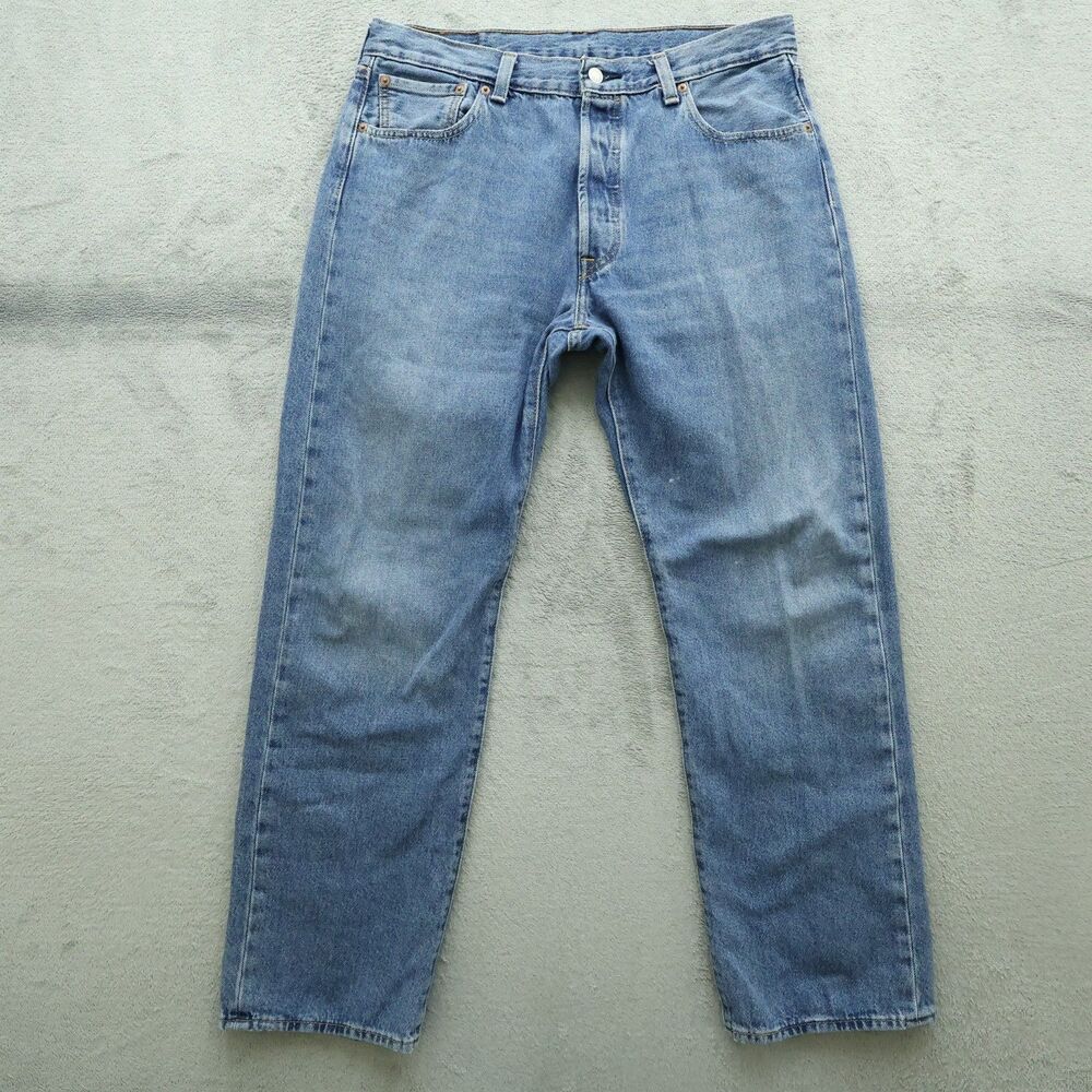 Levi's 501 Jeans Mens Size 36x32 Blue Relaxed Straight Button Fly Medium Wash